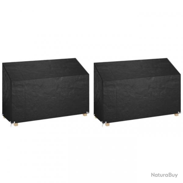 Housses de banc de jardin 2 pcs 8 oeillets 190x70x70/88 cm PE