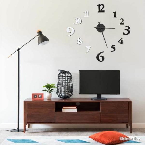 Horloge murale 3D Design moderne Noir et blanc 100 cm XXL alsavelo