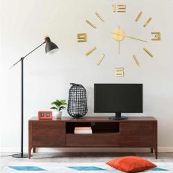 Horloge murale 3D Design moderne Doré 100 cm XXL alsavelo