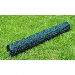 Grillage à poule avec revêtement en PVC 25x0,5 m vert alsavelo