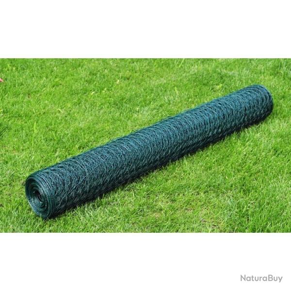 Grillage  poule avec revtement en PVC 25x0,5 m vert alsavelo