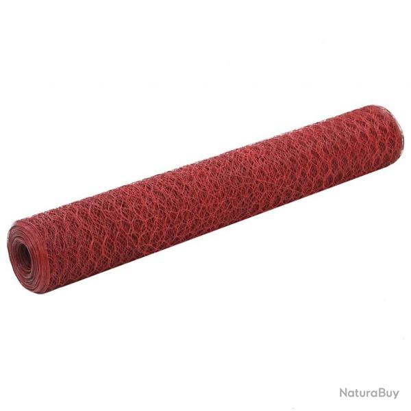 Grillage Acier avec revtement en PVC 25x1 m Rouge alsavelo