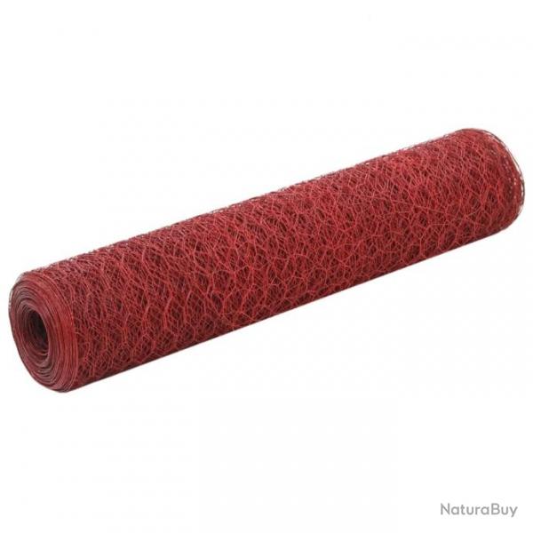 Grillage Acier avec revtement en PVC 25x0,75 m Rouge