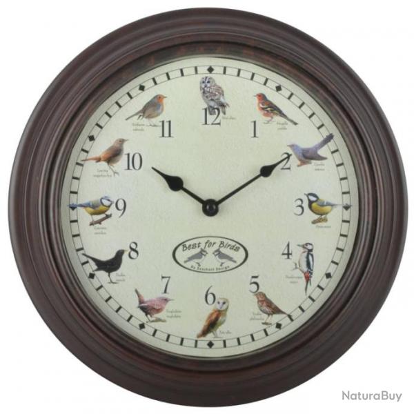 Esschert Design Horloge avec sons d'oiseaux alsavelo