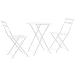 Mobilier de bistro 3 pcs Acier Blanc