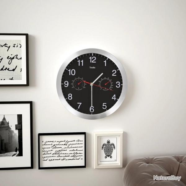 Horloge murale  quartz Hygromtre et thermomtre 30 cm Noir alsavelo