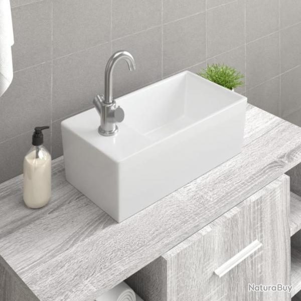 Lavabo blanc 48x25x15 cm cramique alsavelo