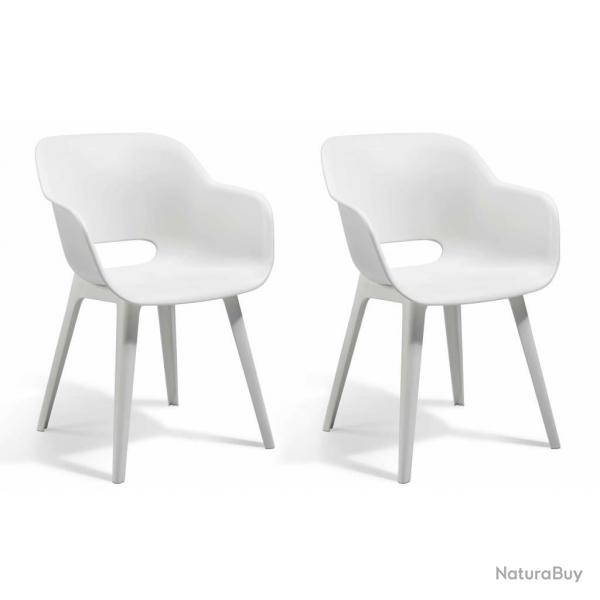Keter Chaises d'extrieur Akola lot de 2 Blanc alsavelo