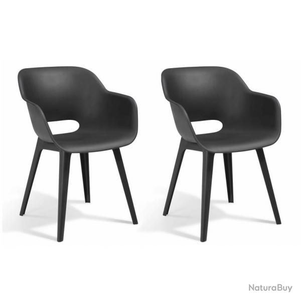 Keter Chaises d'extrieur Akola lot de 2 Graphite alsavelo