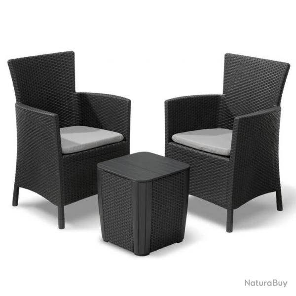 Keter Jeu de salle  manger d'extrieur 3 pcs Iowa Graphite 223929 alsavelo