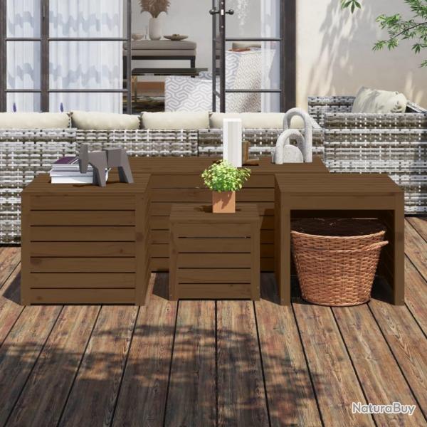 botes de jardin 4 pcs marron miel bois pin massif alsavelo