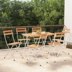 bistro pliable 7 pcs bois d'acacia solide et acier alsavelo