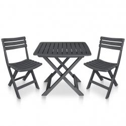 bistro pliable 3 pcs Plastique Anthracite alsavelo