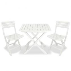 bistro pliable 3 pcs Plastique Blanc alsavelo