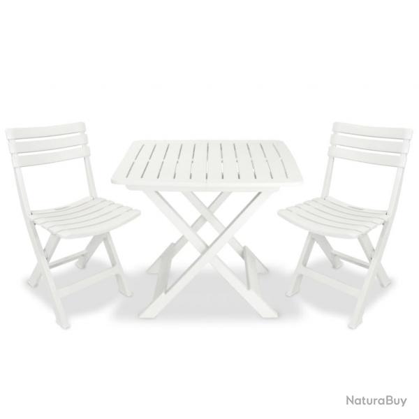 bistro pliable 3 pcs Plastique Blanc alsavelo