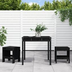 bistrot de jardin 3 pcs noir bois de pin massif alsavelo