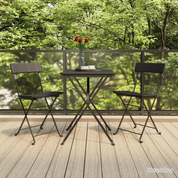 bistro pliable 3 pcs Noir Rsine tresse alsavelo