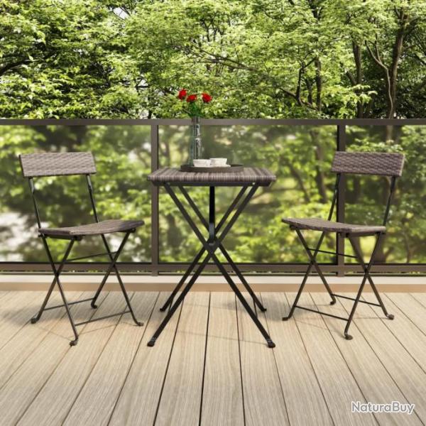 bistro pliable 3 pcs Gris Rsine tresse alsavelo