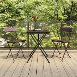 bistro pliable 3 pcs Marron Résine tressée alsavelo