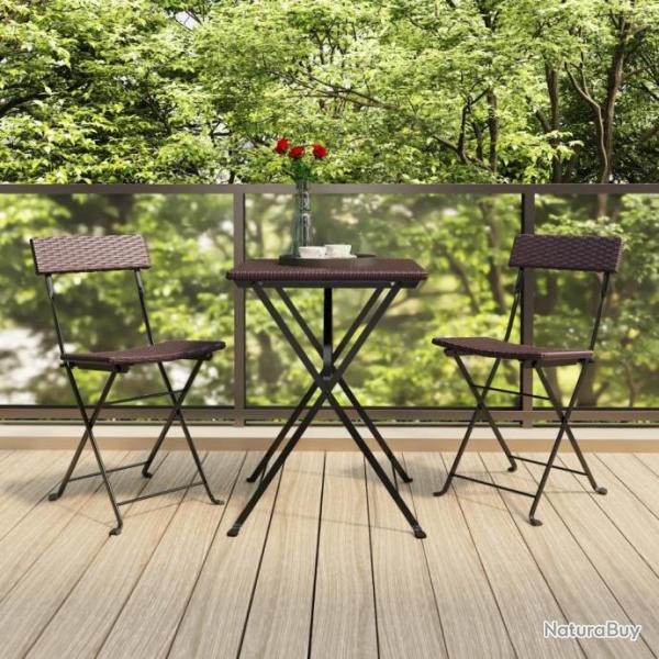 bistro pliable 3 pcs Marron Rsine tresse alsavelo