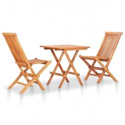 bistro pliable 3 pcs Bois de teck solide alsavelo