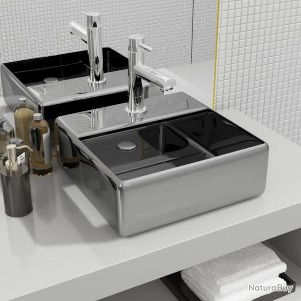 Lavabo avec trou pour robinet 38x30x11,5 cm Cramique Argent alsavelo