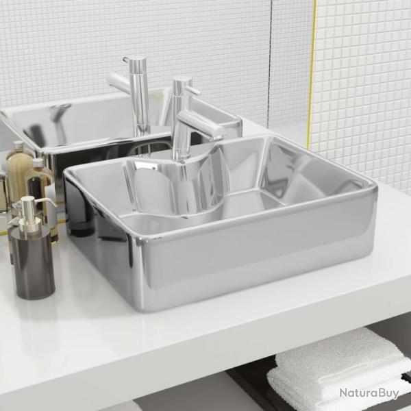 Lavabo avec trou pour robinet 48x37x13,5 cm Cramique Argent