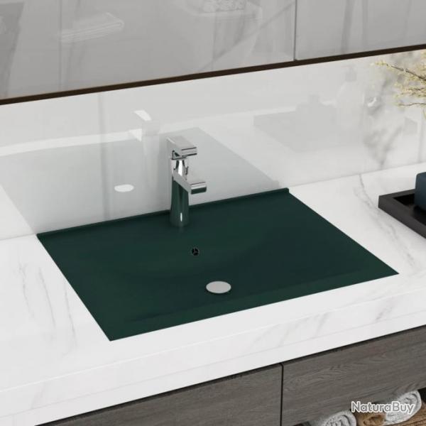 Lavabo avec trou de robinet Vert fonc mat 60x46 cm Cramique alsavelo