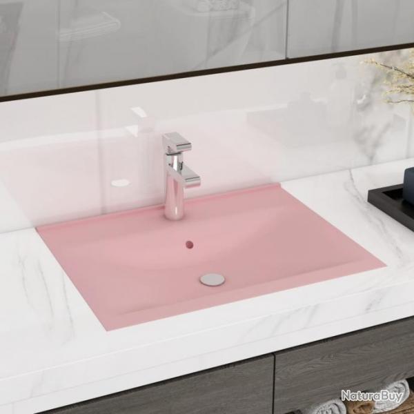 Lavabo avec trou de robinet Rose mat 60x46 cm Cramique