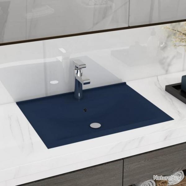 Lavabo avec trou de robinet Bleu fonc mat 60x46 cm Cramique alsavelo