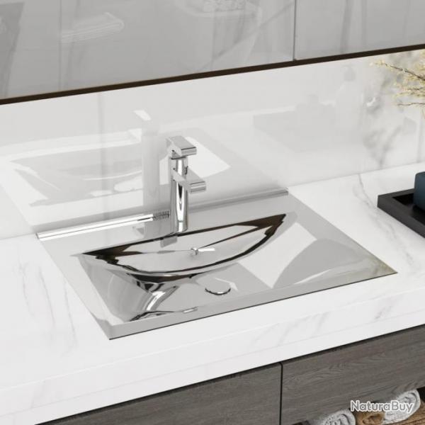 Lavabo avec trop-plein 60x46x16 cm Cramique Argent