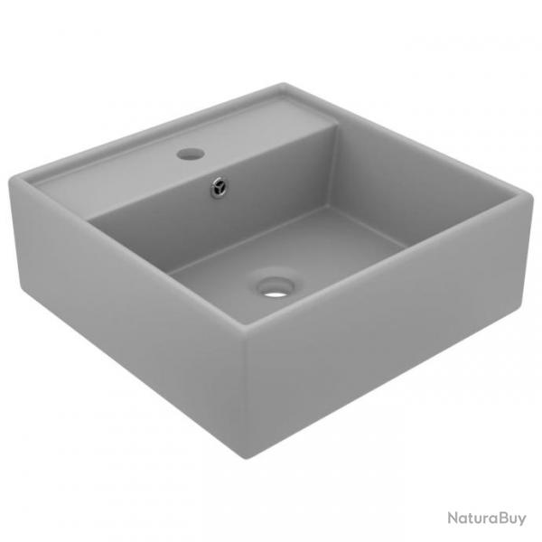 Lavabo carr  trop-plein Gris clair mat 41x41 cm Cramique