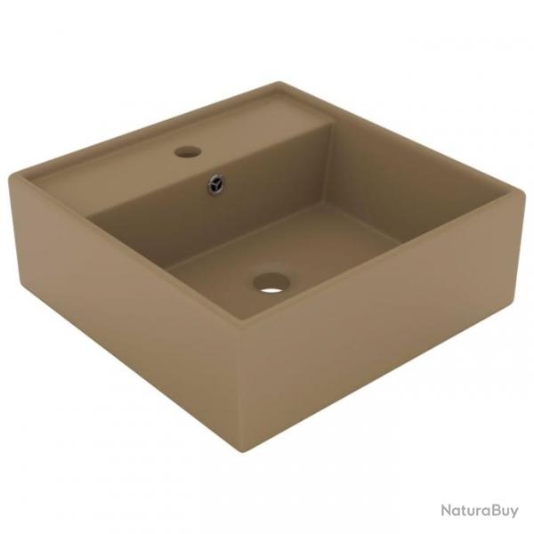 Lavabo carr de luxe  trop-plein Crme mat 41x41 cm Cramique alsavelo