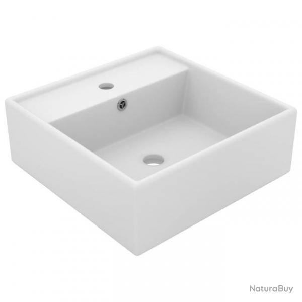 Lavabo carr de luxe  trop-plein Blanc mat 41x41 cm Cramique alsavelo