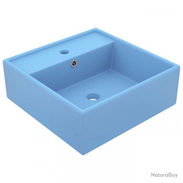 Lavabo carr  trop-plein Bleu clair mat 41x41 cm Cramique alsavelo