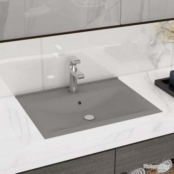 Lavabo avec trou de robinet Gris clair mat 60x46 cm Cramique alsavelo