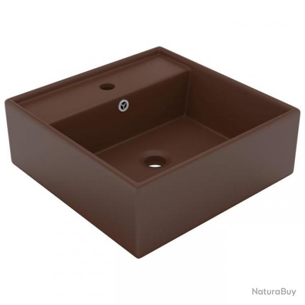 Lavabo carr  trop-plein Marron fonc mat 41x41 cm Cramique alsavelo