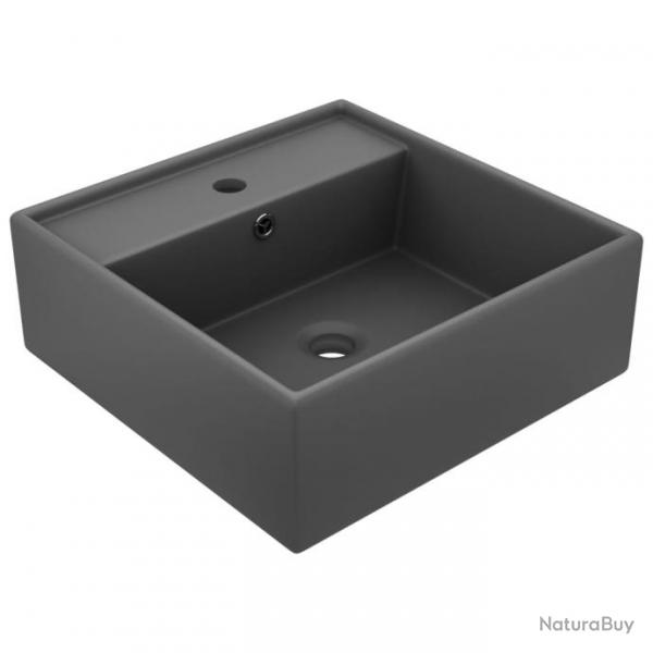 Lavabo carr  trop-plein Gris fonc mat 41x41 cm Cramique alsavelo