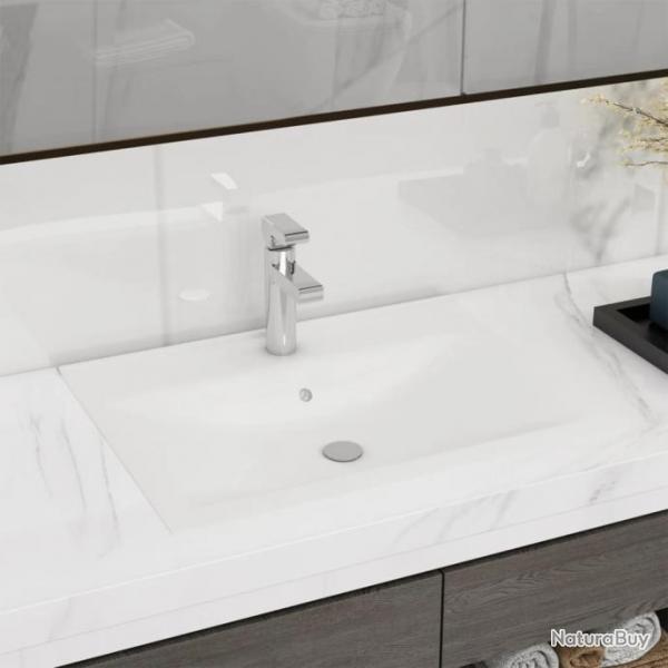 Lavabo avec trou de robinet Blanc mat 60x46 cm Cramique alsavelo