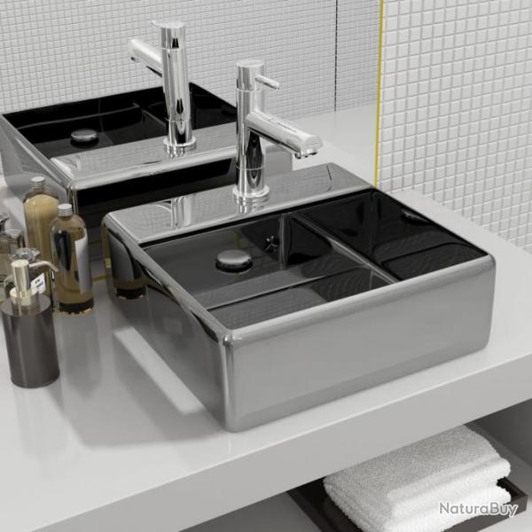 Lavabo avec trop-plein 41 x 41 x 15 cm Cramique Argent alsavelo