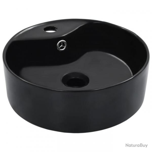 Lavabo avec trop-plein 36x13 cm Cramique Noir alsavelo