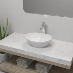 Lavabo de salle de bain avec mitigeur Céramique Ovale Blanc alsavelo