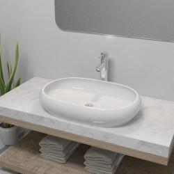 Lavabo de salle de bain avec mitigeur Céramique Ovale Blanc alsavelo