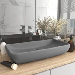 Lavabo de luxe rectangulaire Gris clair mat 71x38 cm Céramique alsavelo