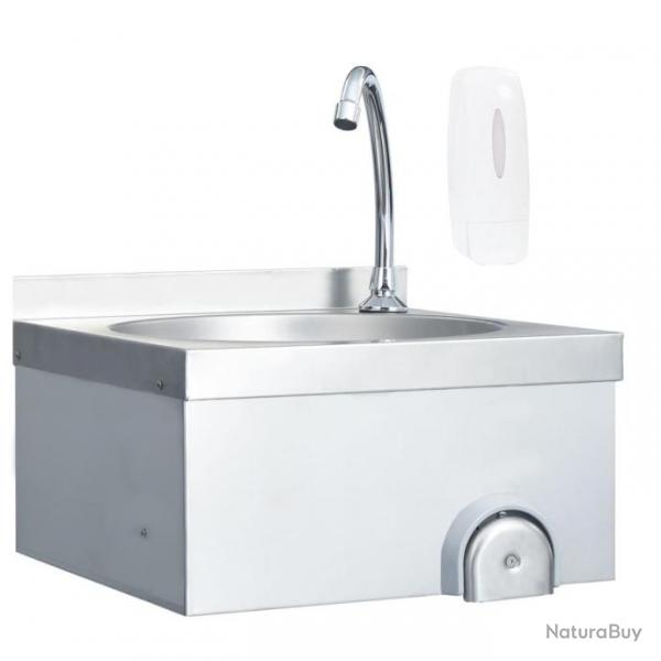 Lavabo de lavage avec robinet et distributeur de savon Inox