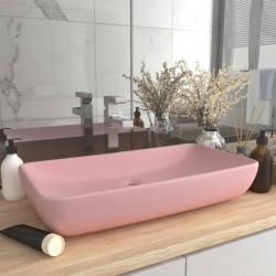 Lavabo de luxe rectangulaire Rose mat 71x38 cm Céramique alsavelo