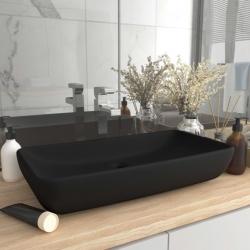 Lavabo de luxe rectangulaire Noir mat 71x38 cm Céramique alsavelo