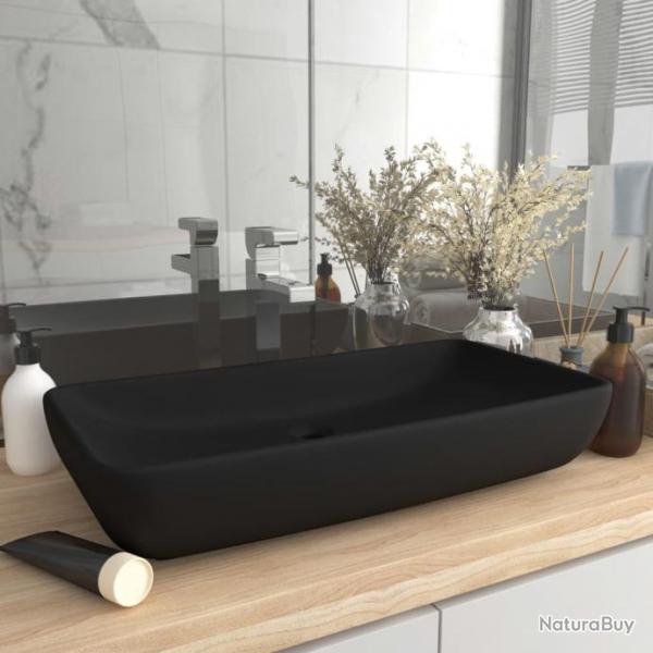 Lavabo de luxe rectangulaire Noir mat 71x38 cm Cramique alsavelo