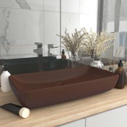 Lavabo de luxe rectangulaire Marron foncé mat 71x38cm Céramique alsavelo