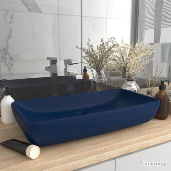 Lavabo de luxe rectangulaire Bleu fonc mat 71x38 cm Cramique alsavelo